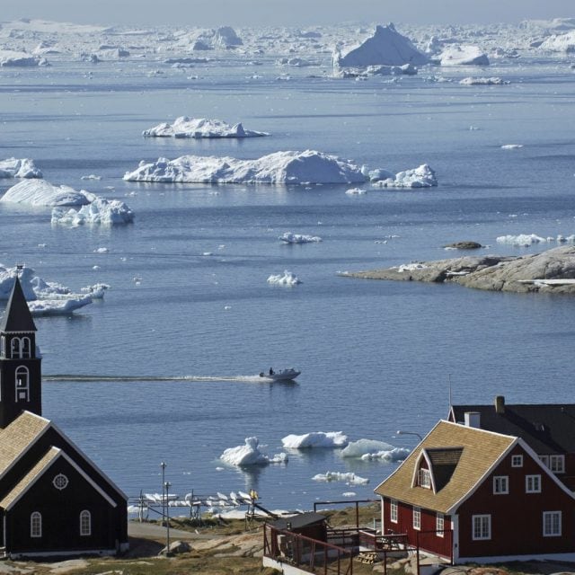 Ilulisaat Greenland church and icebergs