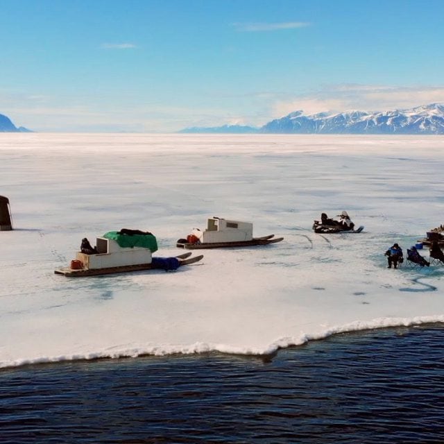 travelling the floe edge on Komatik