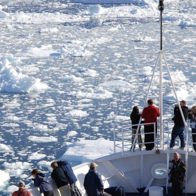 Expedition cruise ship in Arctic