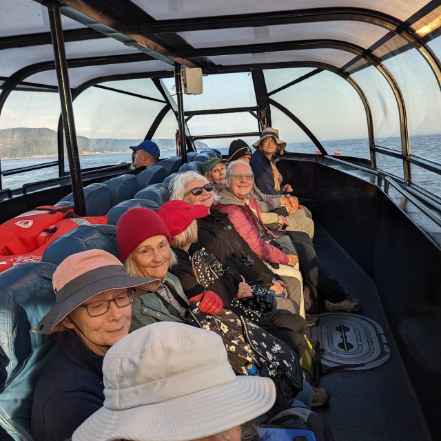 Inside whale watching boat