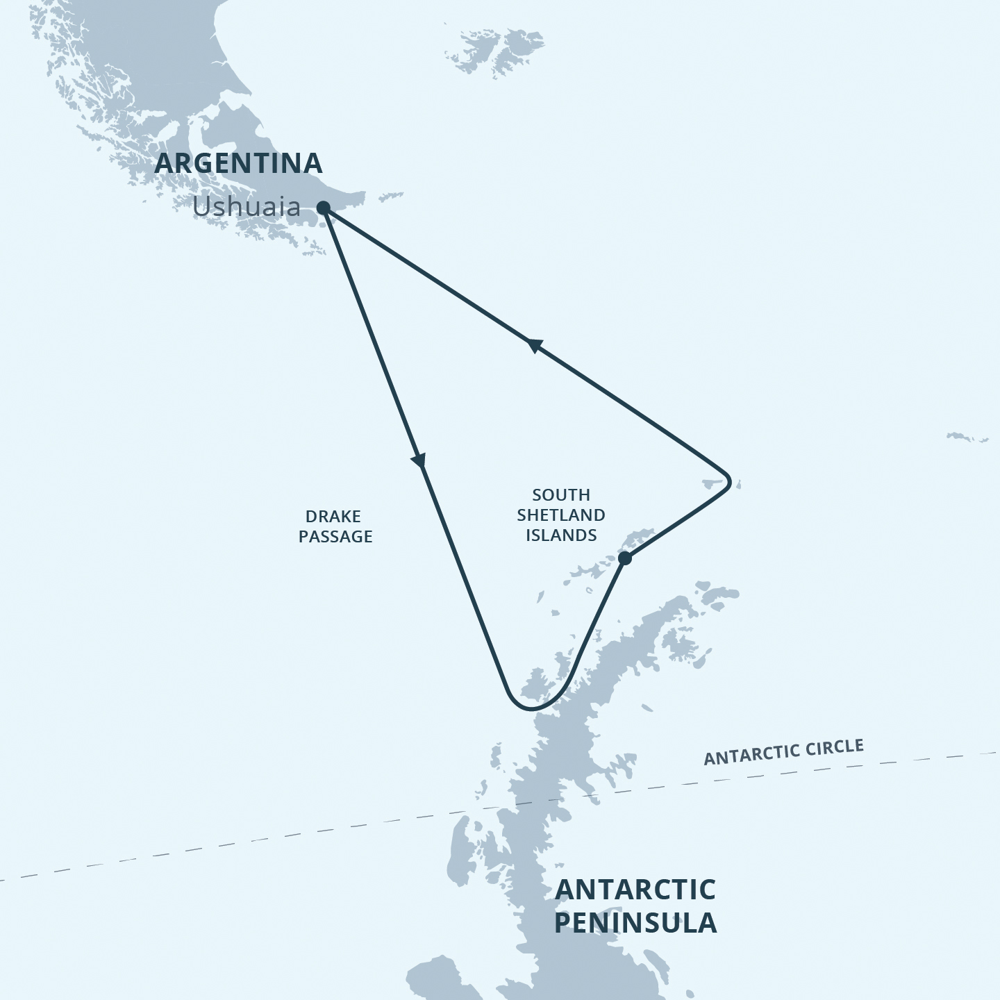 Map for Antarctica Whale Journey