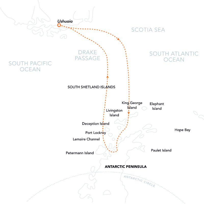 Map for Celebrating Antarctica Cruise