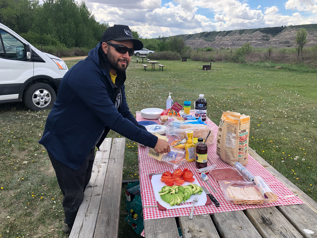 Yousif prepping lunch