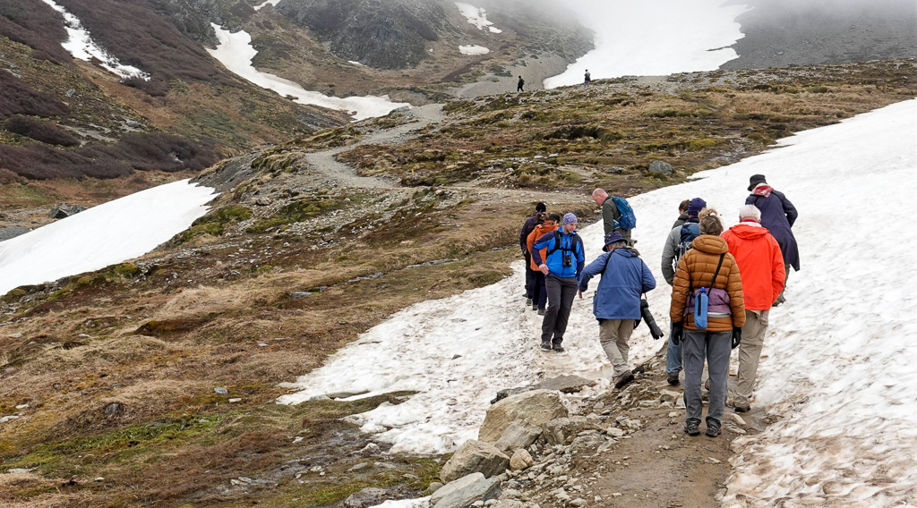 Hiking snowline Patagonia