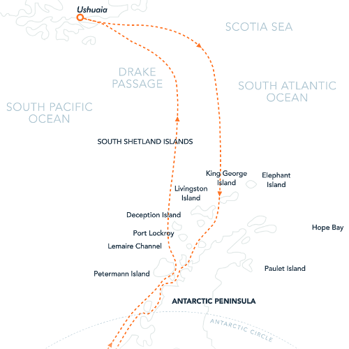 Map for Crossing the Circle Cruise