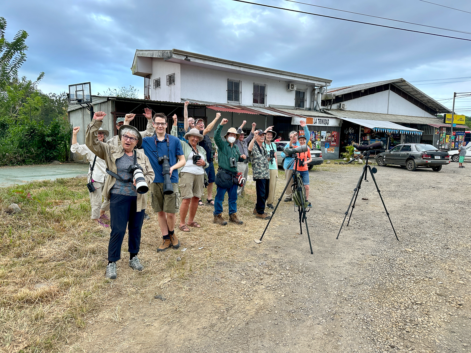 Celebrating sighting of Great Green Macaw