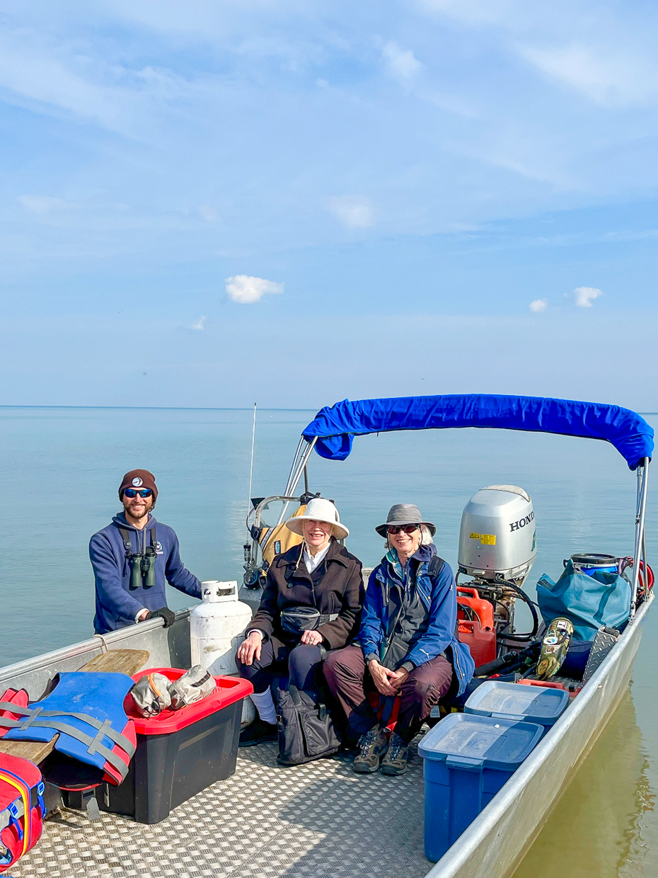 Unloading the boat at the tip of Long Point