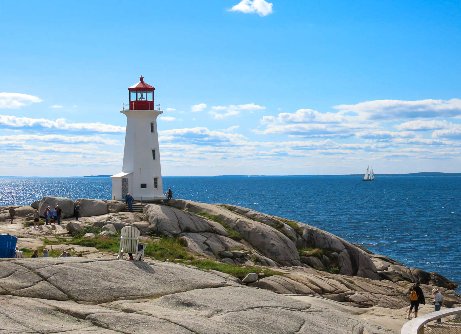 Peggy's Cove Lighthouse with Bluenose in full sail