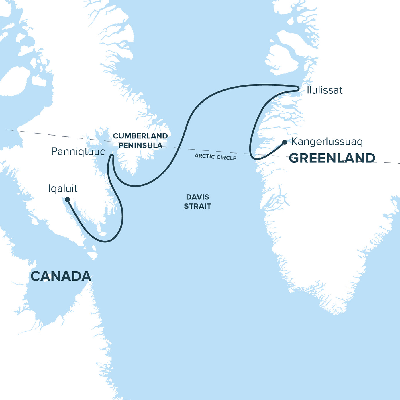 Map for Baffin Island & Greenland Cruise