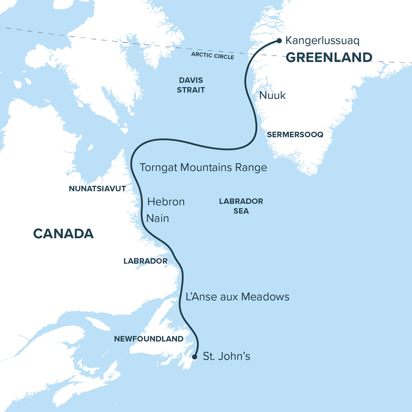 Map for Greenland & Wild Labrador Cruise