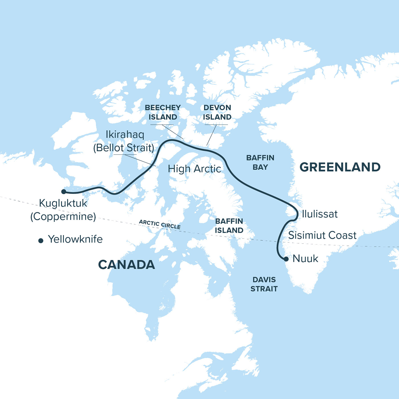 Map for Into the Northwest Passage Cruise