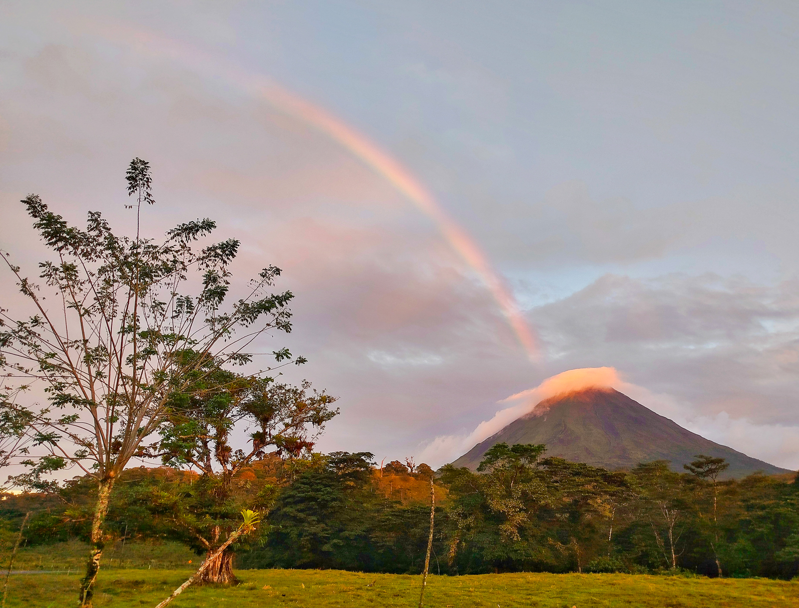 Arenal Volcano and rainbow