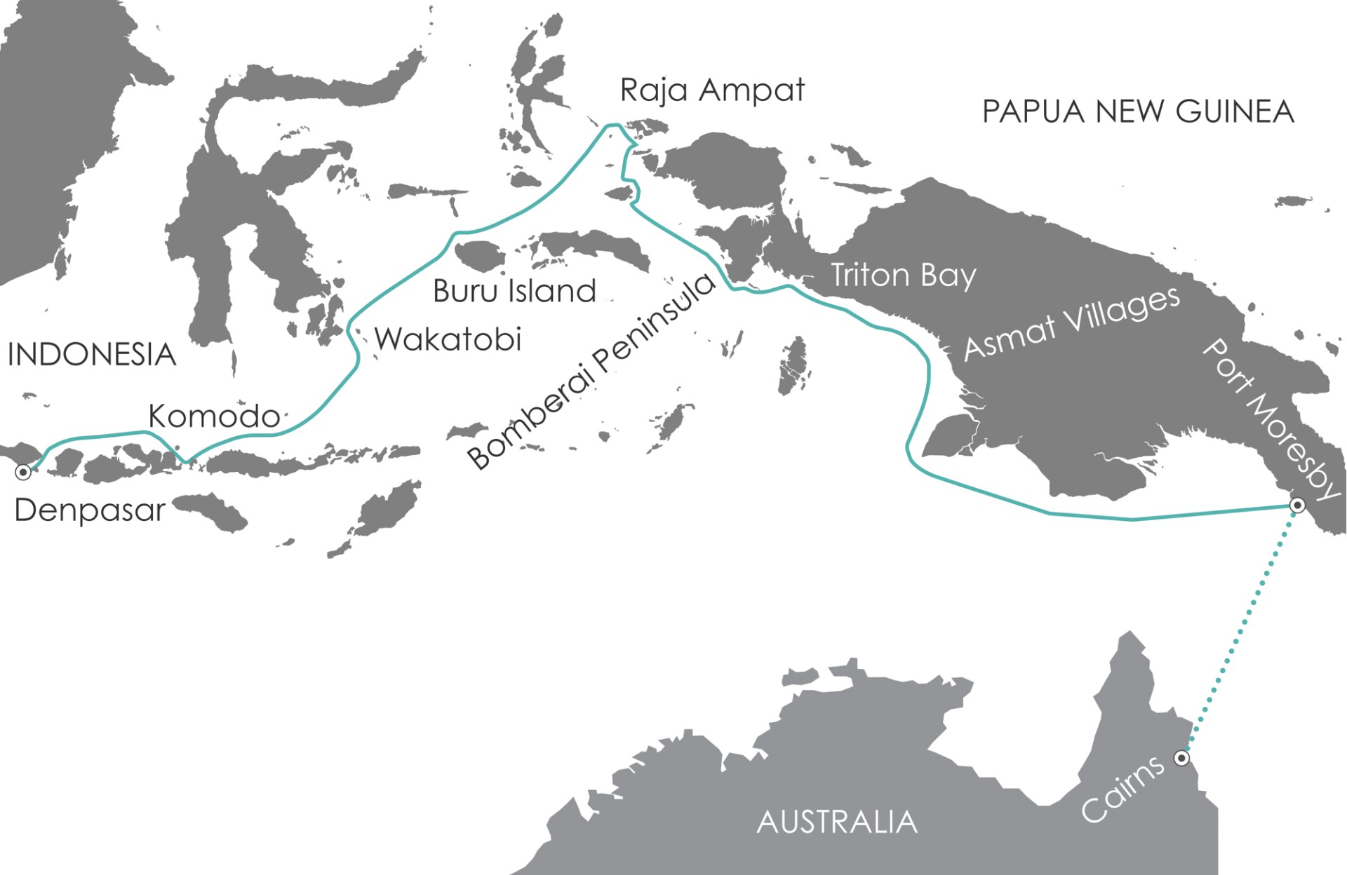 Map for Indonesian Explorer Cruise