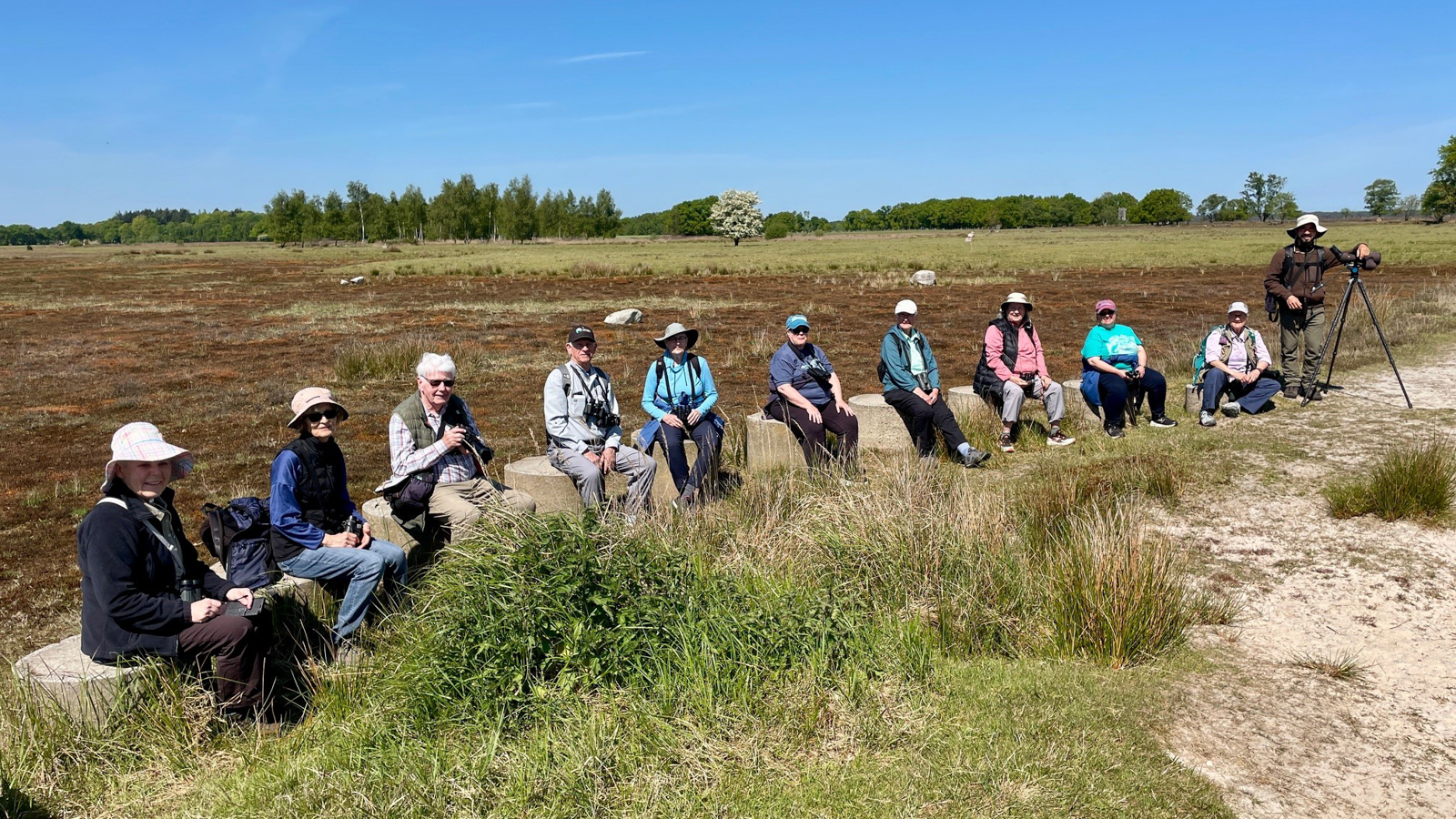 The group takes a well-earned rest on the Dwingelderveld 