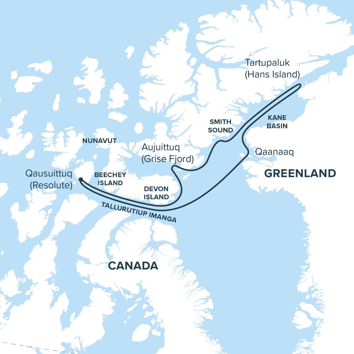 Map for Ellesmere Island & North Greenland Cruise