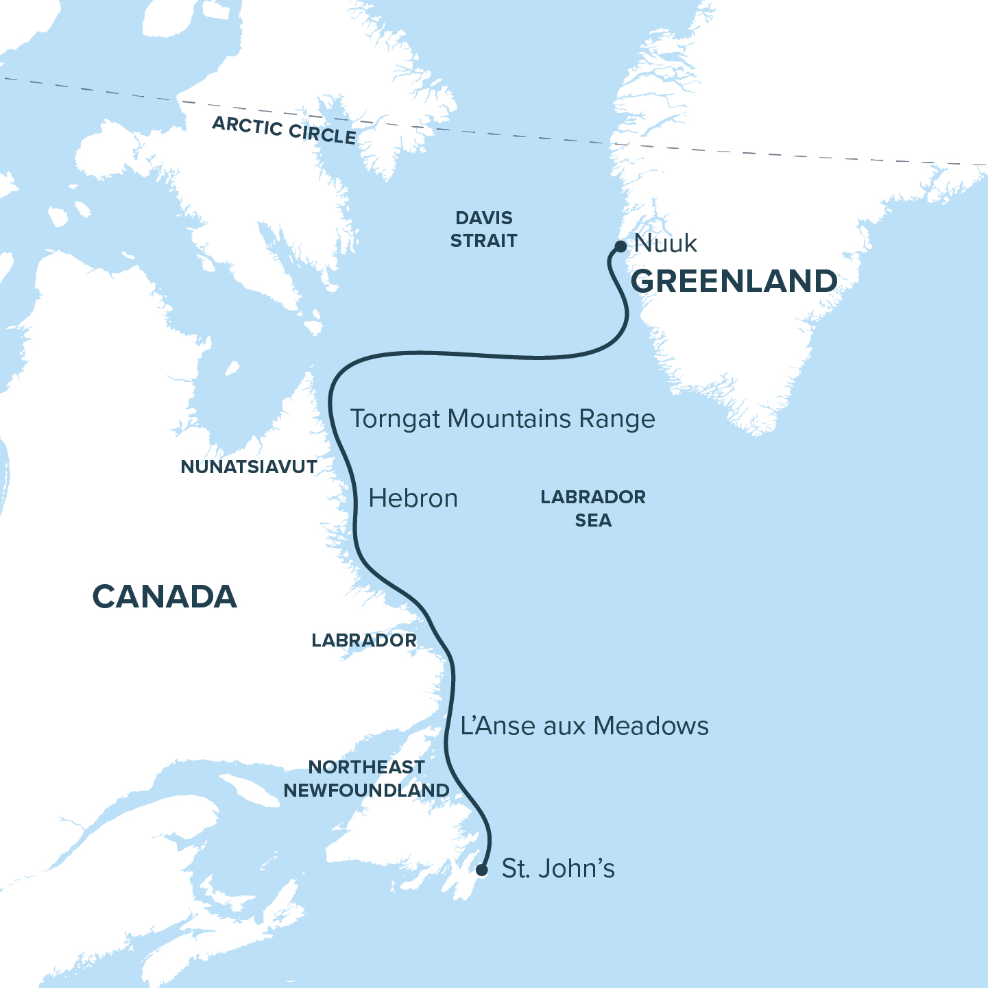 Map for Greenland & Wild Labrador Cruise