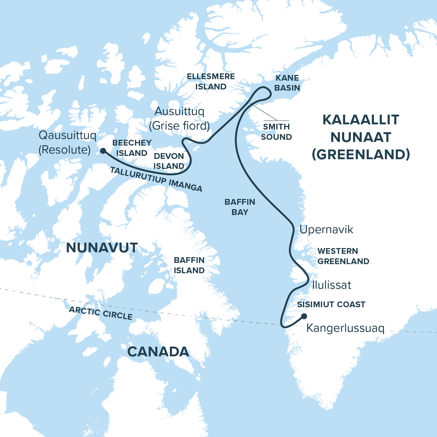Map for High Arctic Expedition Cruise