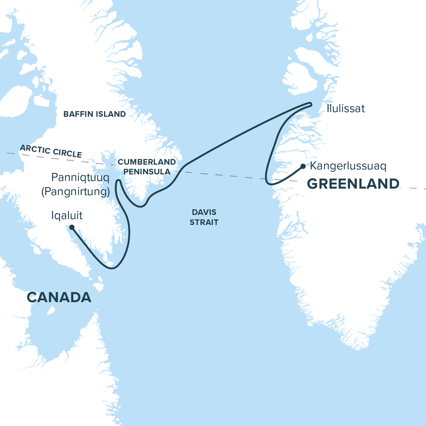 Map for Baffin Island & Greenland Cruise