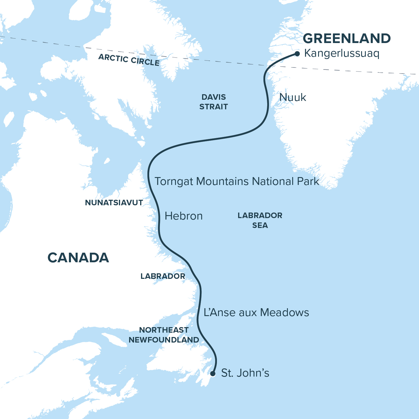 Map for Greenland & Wild Labrador Cruise