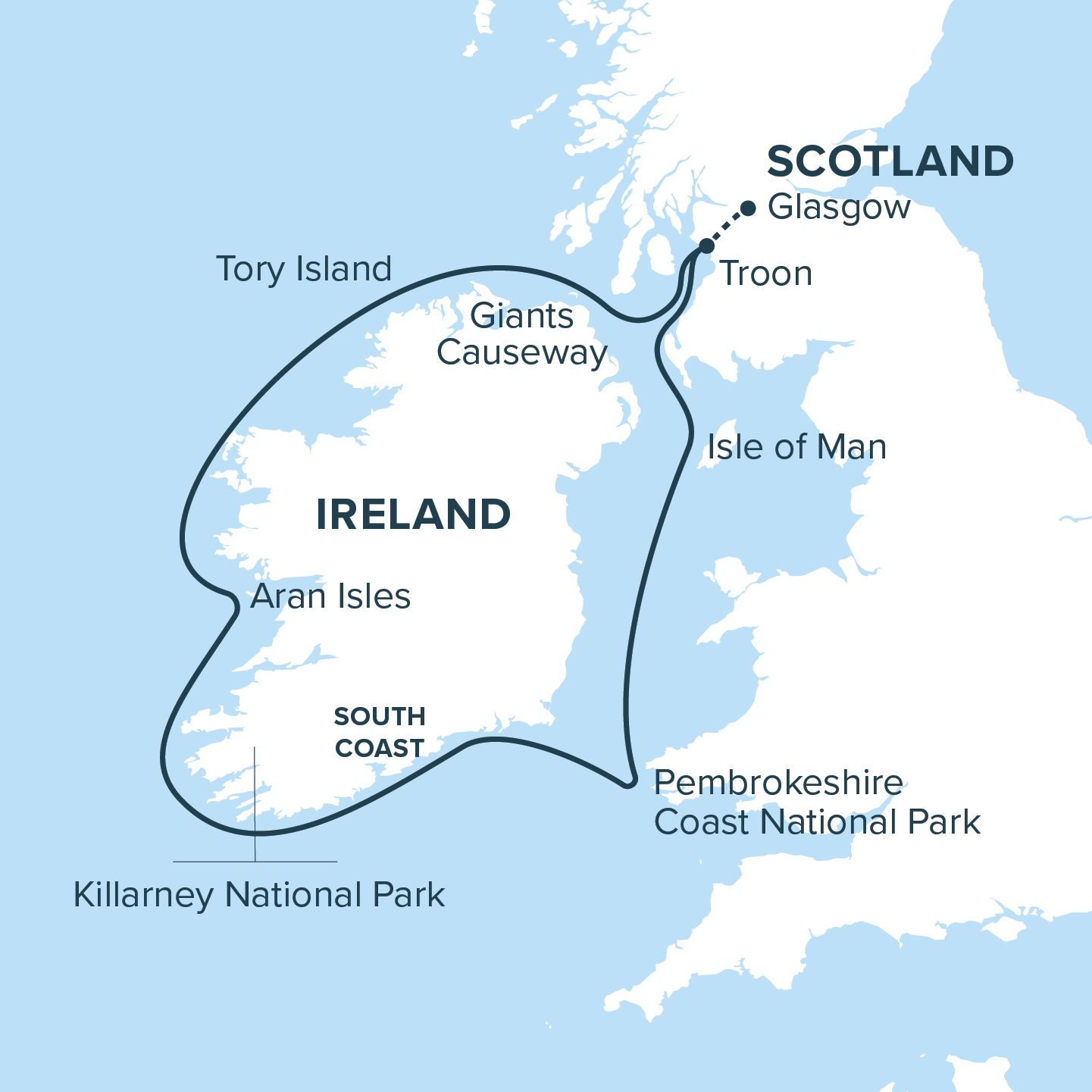 Map for Ireland Cruise