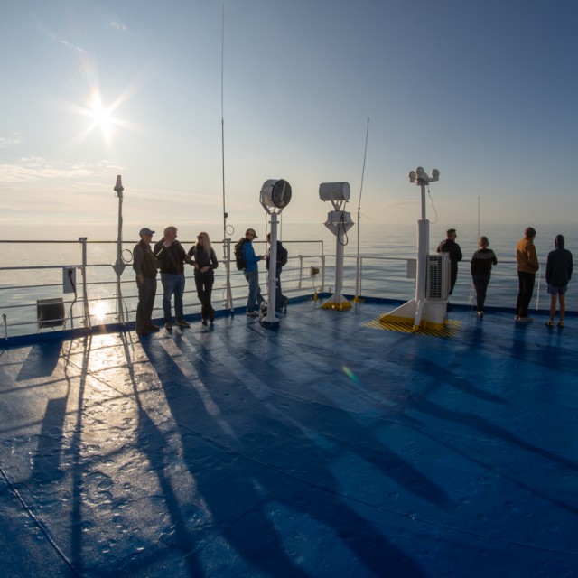 Enjoying the views from ship deck