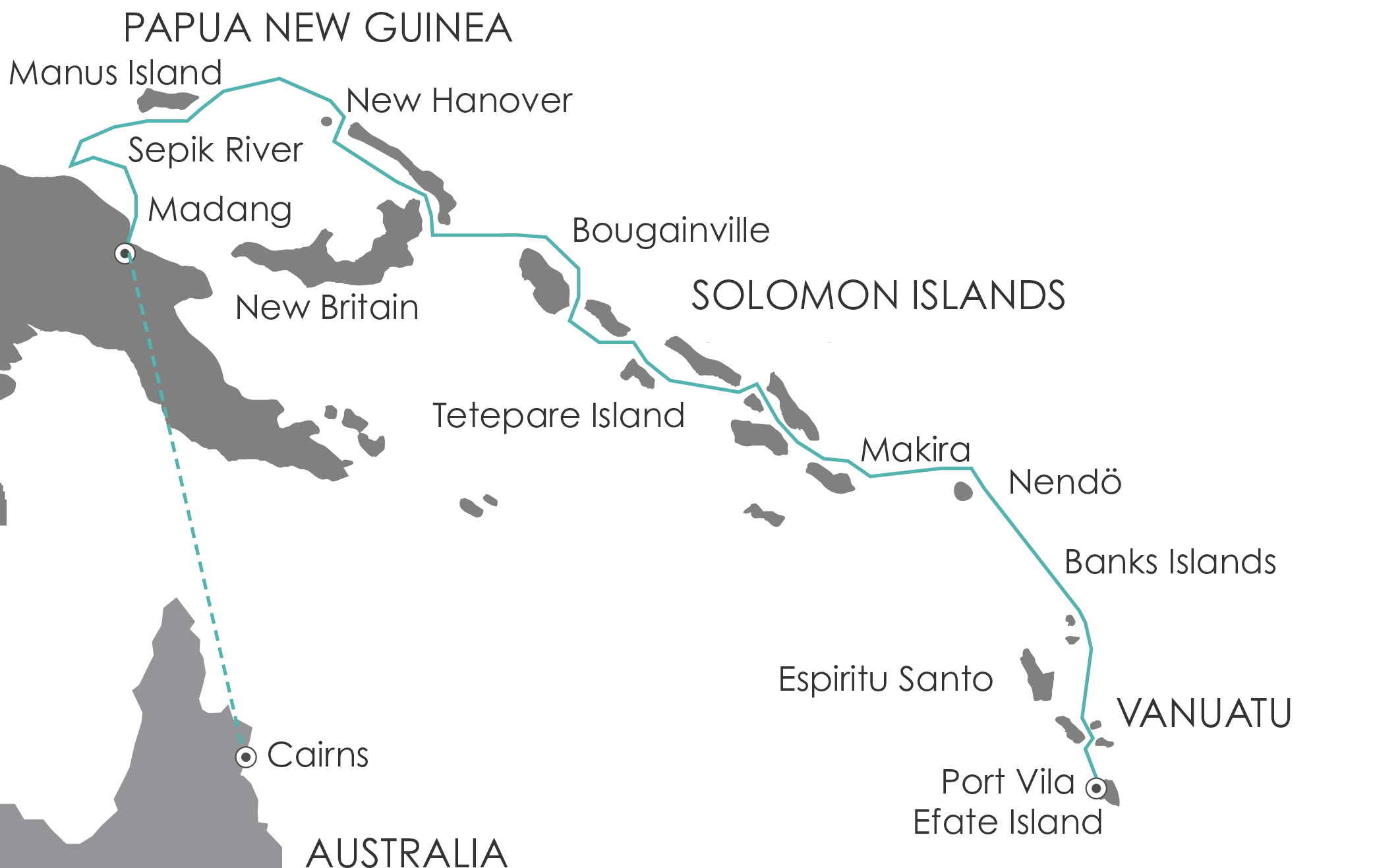 Map for Secrets of Melanesia Cruise