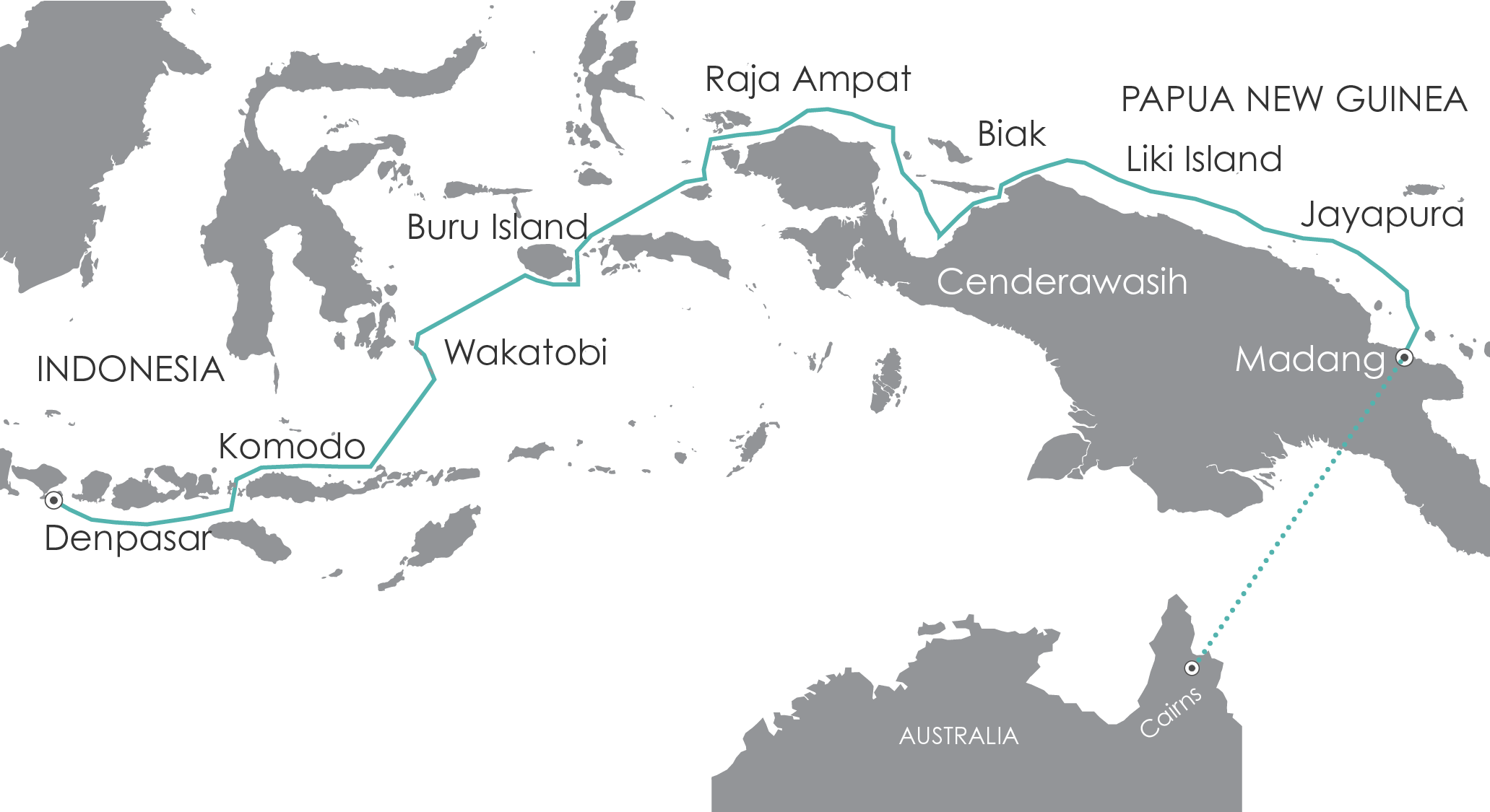 Map for Indonesian Explorer Cruise