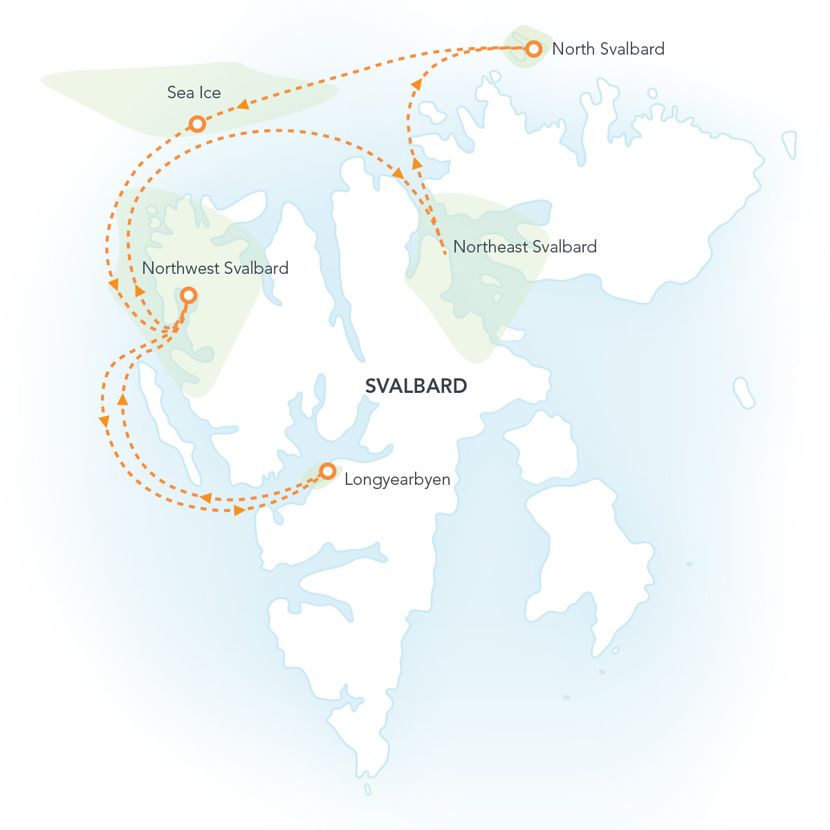 Map for Svalbard Cruise: North to the Midnight Sun