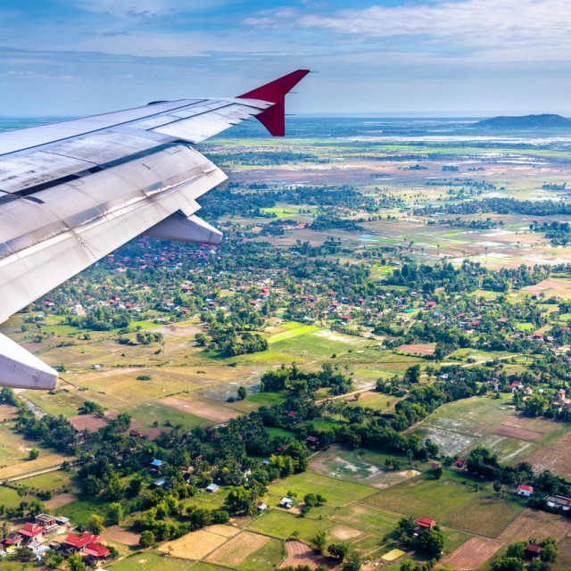 View from an airplane landing at Siem Reap airport - Cambodia