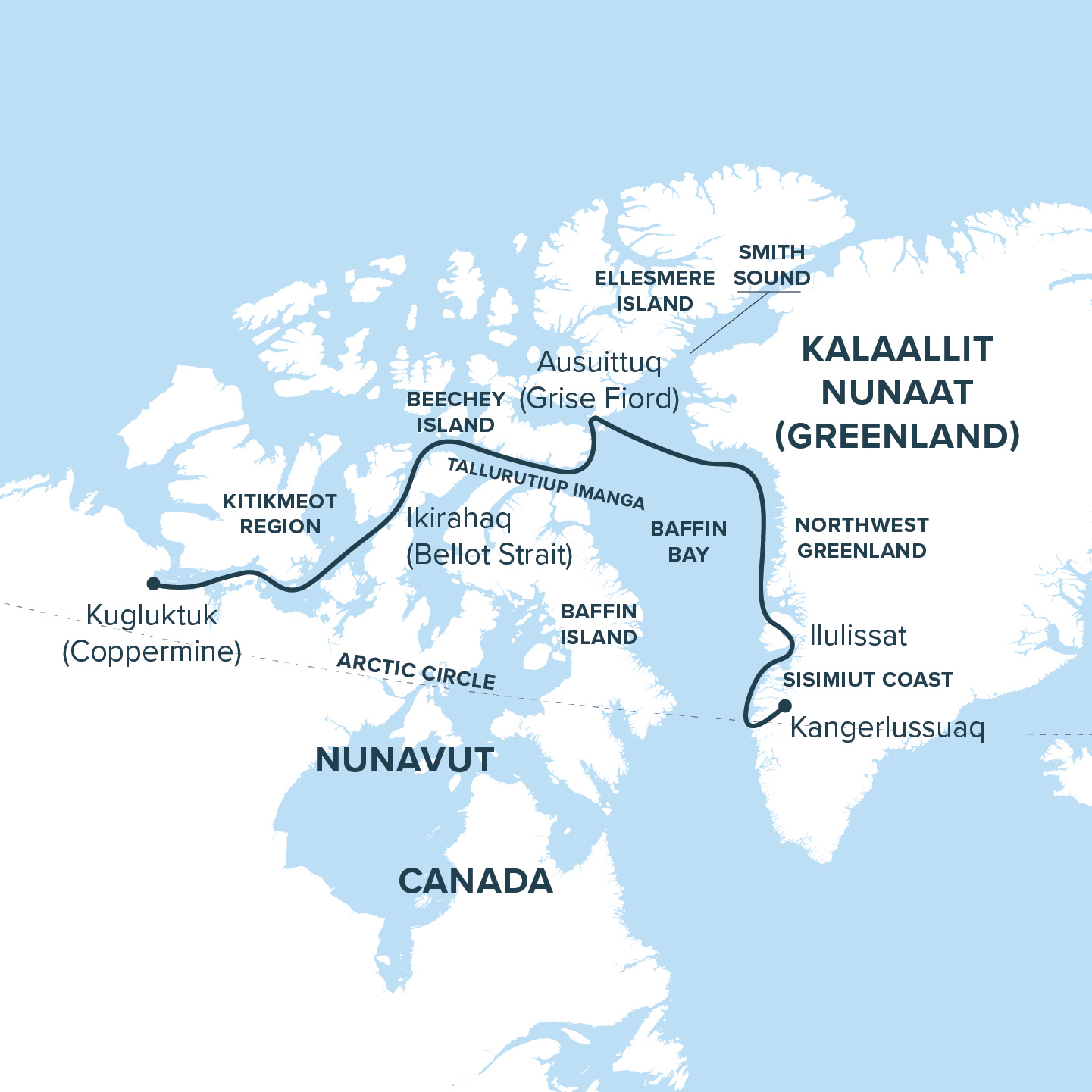 Map for Into the Northwest Passage Cruise